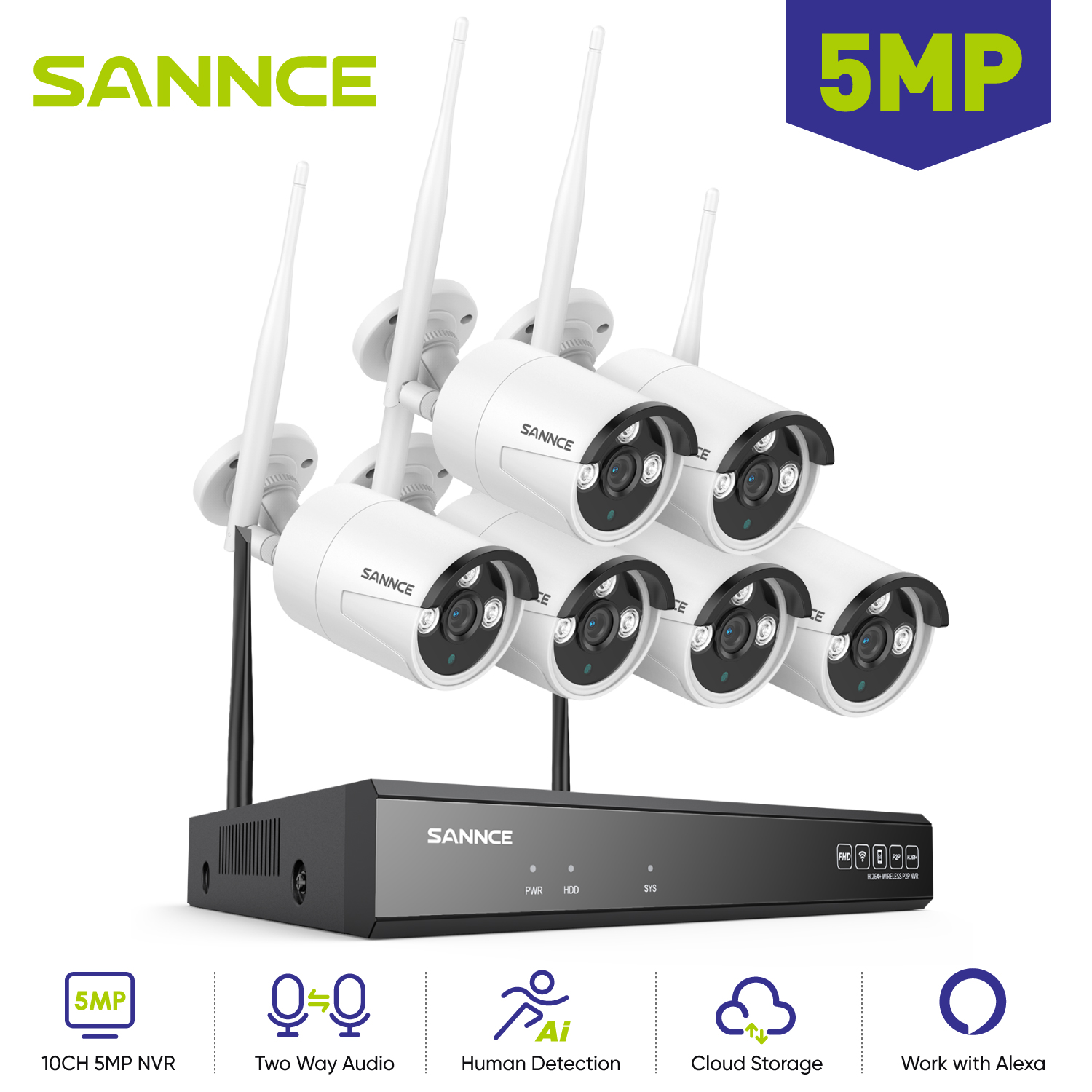 Smart Home Outdoor Camera - SANNCE 6 szt. 5MP kamera Wifi
