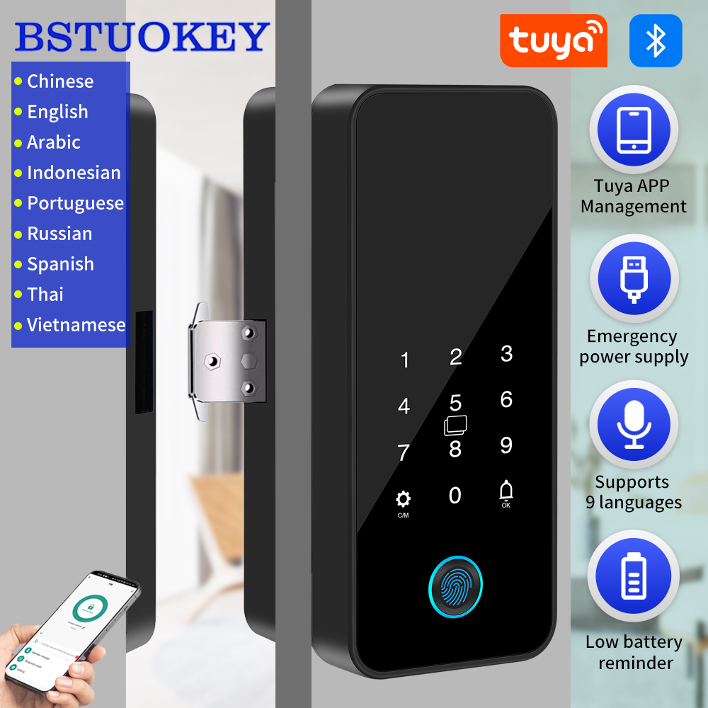 Smart Home Green - Inteligentny zamek do szklanych drzwi Tuya