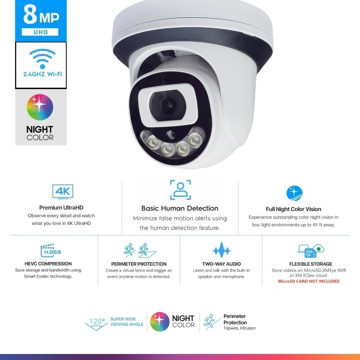 Smart Home Outdoor Camera - Kamera IP 8MP do monitoringu wewnętrznego,